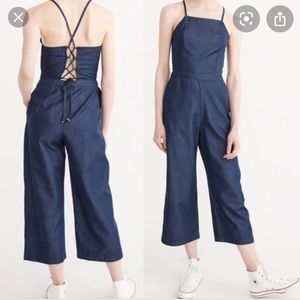Chambray Wide- Leg Jumpsuit